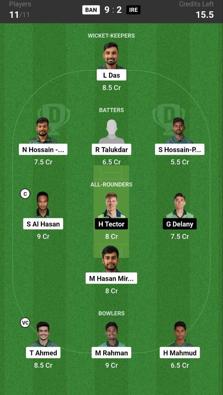 BAN vs IRE 2nd T20 Dream11 Prediction Today Match